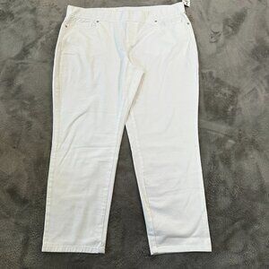 NWT Style & Co White Cotton Pull On Cropped Pants Women's XL Summer Vacation